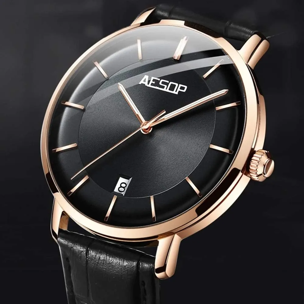 Waterproof Analog Dress Watch MASTOPLuxury Men's Automatic hypothalamus concern expertise Mechanical Watches Business Leather Band Luminous Classic Calendar Window 