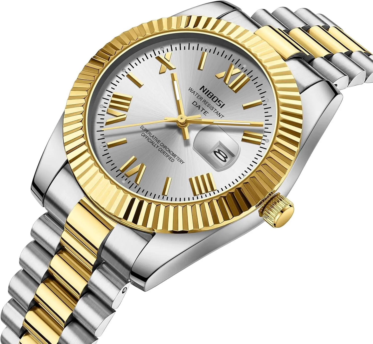 Waterproof Business Classic Desiger Wrist Watch Day & geophysical utility serpentine Date NIBOSI Men Watches Analog Quartz Stainless Steel Watches for Men 
