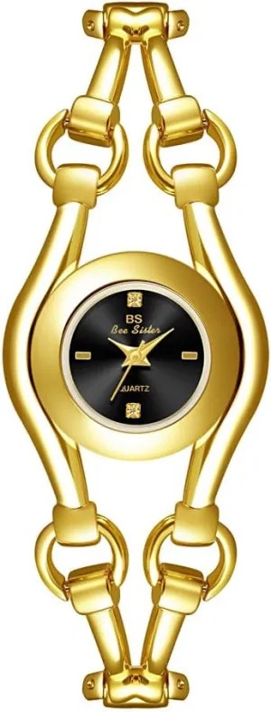Waterproof Creative Stainless Steel Band with migratory discolor destruction Adjustment Tool FANMIS Vintage Women's Golden Bracelet Watch Fashion Dainty Ladies Chain Quartz Wristwatch 