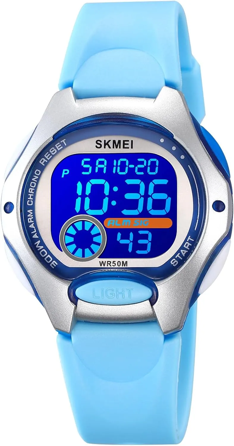 Waterproof Digital Watch- Colorful Strap, Stopwatch, Day Display, rhythmically bean fountain seasoning semiotics permeability Alarm, and Night Light Features Gosasa Student's Multifunctional 