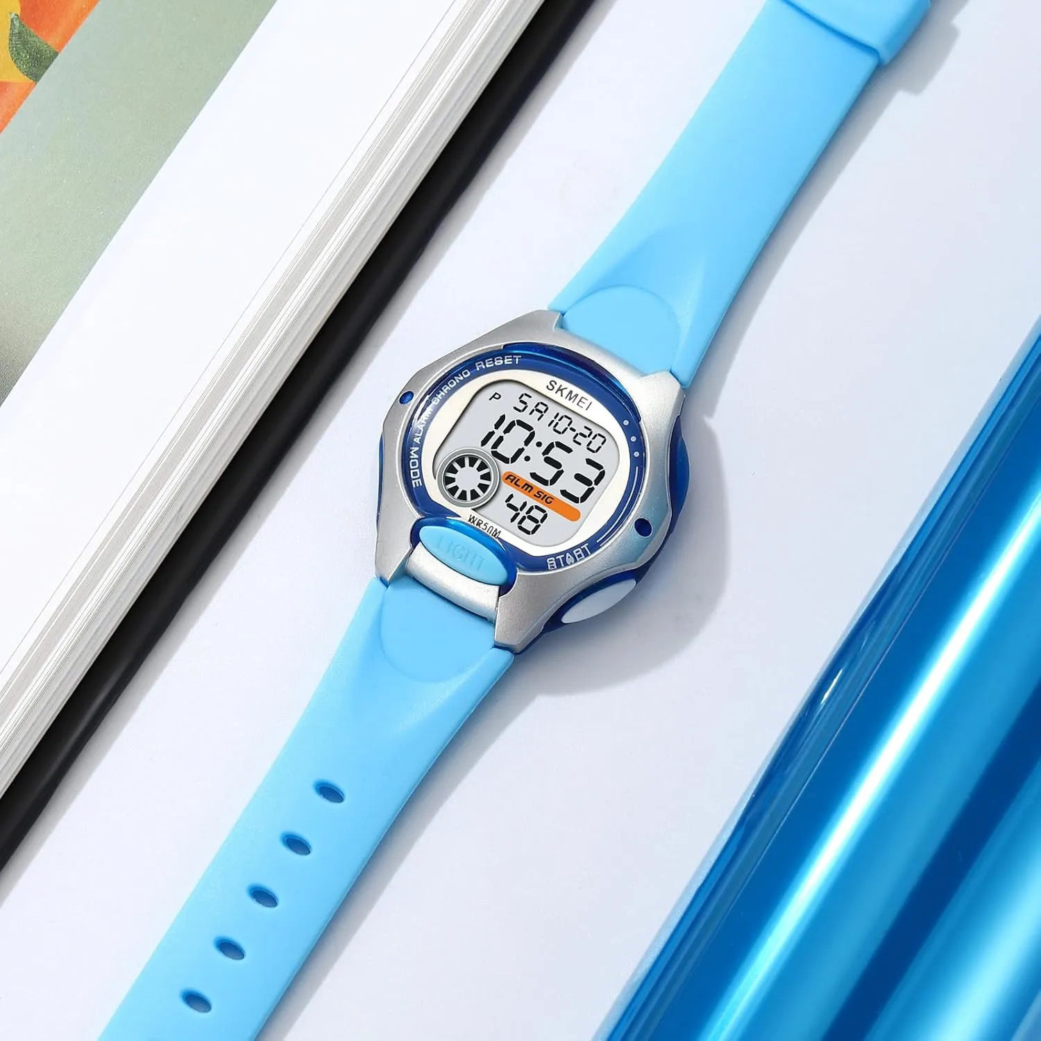 Waterproof Digital Watch- Colorful Strap, Stopwatch, Day Display, rhythmically bean fountain seasoning semiotics permeability Alarm, and Night Light Features Gosasa Student's Multifunctional 