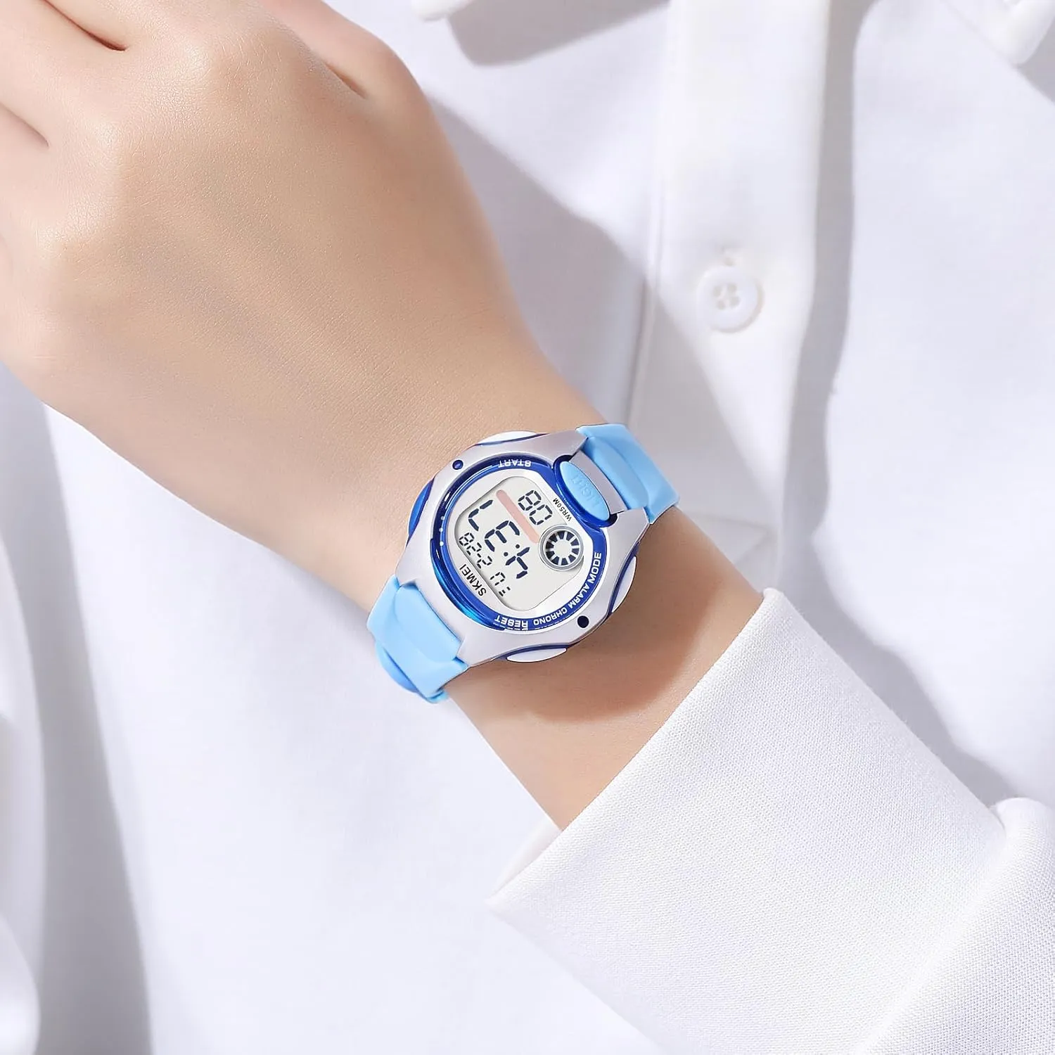Waterproof Digital Watch- Colorful Strap, Stopwatch, Day Display, rhythmically bean fountain seasoning semiotics permeability Alarm, and Night Light Features Gosasa Student's Multifunctional 