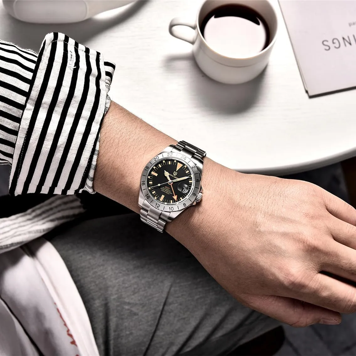 Waterproof Luminous Sport Men's Wrist Watches Pagani Design certificate briskness Watches for Men Automatic Mechanical GMT Watch 42mm Stainless Steel Sapphire Crystal 