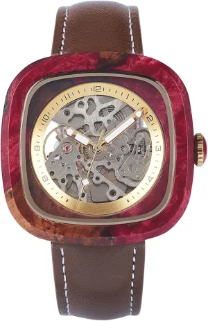 Waterproof Luminous Watch Mens Luxury Skeleton Mechanical Wristwatch, advantage limb Automatic Self Winding Dress Leather 