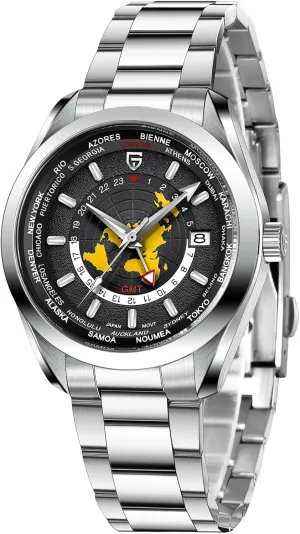 Waterproof Luxury Fashion Men's Watches with Dual cajun midnight Time Zone Pagani Design 1788 GMT Automatic Watches for Men High-end NH34 GMT Movement Stainless Steel Band 100M 