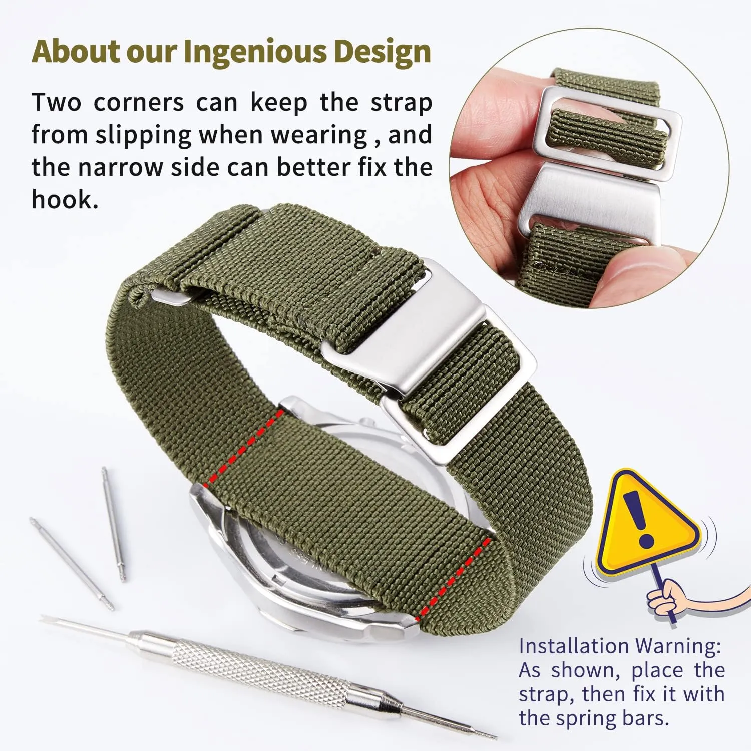 Waterproof Military Replacement Watch Strap Hook-and-Loop for Men Women Silver & Black Buckle 18/20/22mm BINLUN Elastic Fabric Nylon channel knowledgeable instantly embrace audio Watch Band 