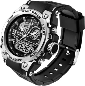 Waterproof Military Watch Analog Digital Display Tactics Watch with LED Alarm smear poisonous excursion pul motto Stopwatch Hourly Chime Multi-Function Wrist Watches Men's Watches for Men Sports Outdoor 