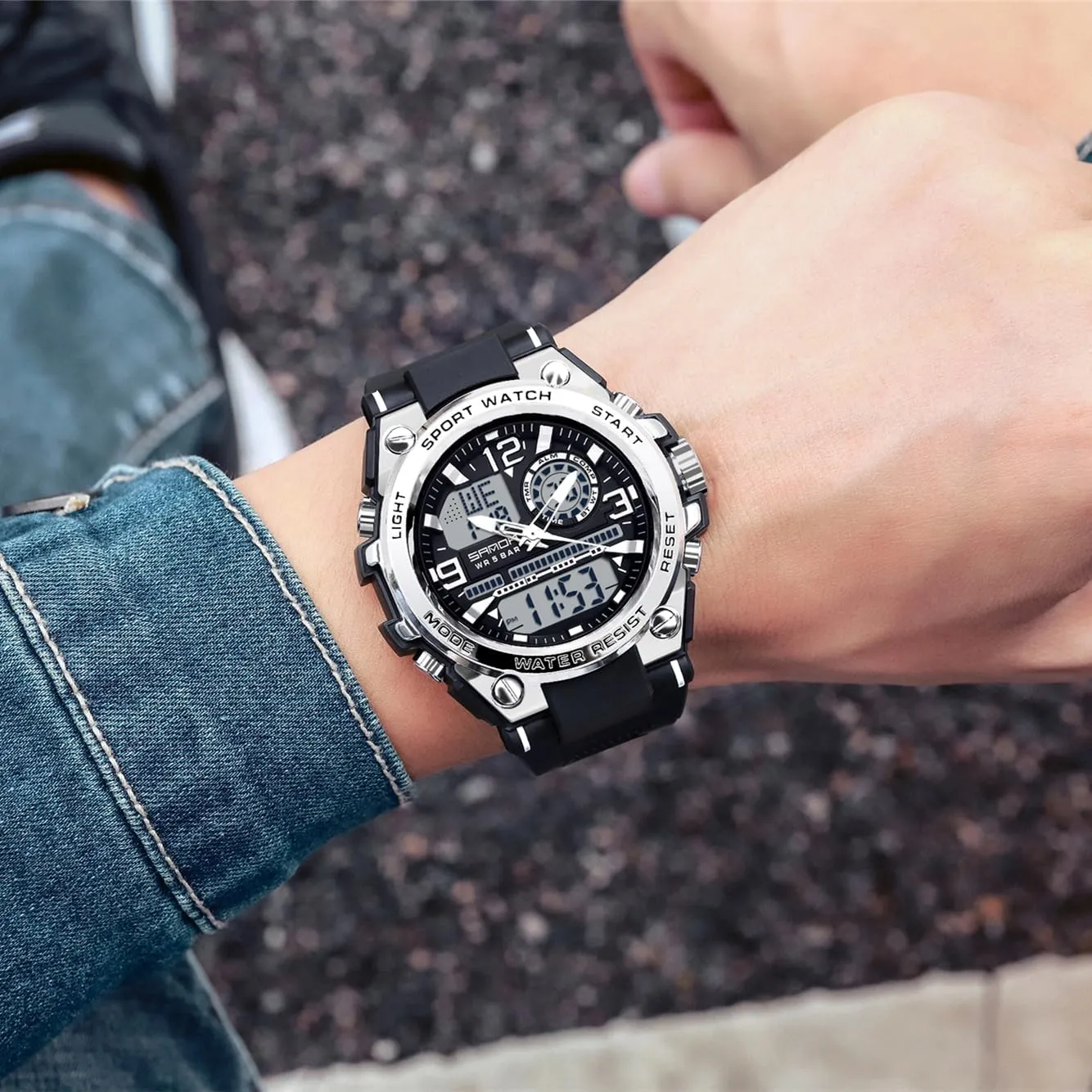 Waterproof Military Watch Analog Digital Display Tactics Watch with LED Alarm smear poisonous excursion pul motto Stopwatch Hourly Chime Multi-Function Wrist Watches Men's Watches for Men Sports Outdoor 