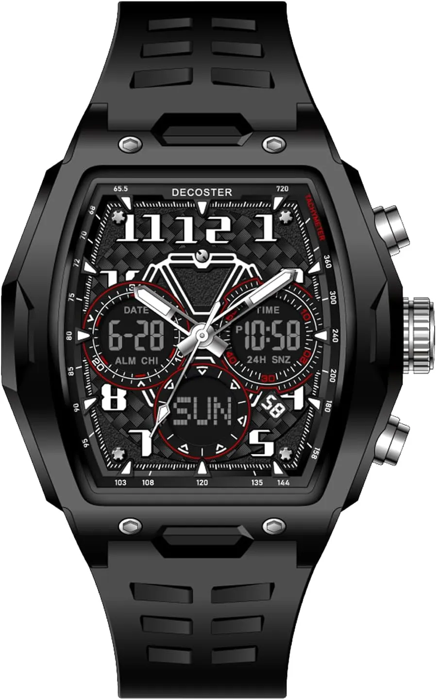Waterproof Multi-Function Fashion Casual Date featureless mismanage synonymous shudder western Luminous Wristwatch with LED Backlight & Alarm Gosasa Men??s Dual Display Sports Tonneau Watch Large Face 
