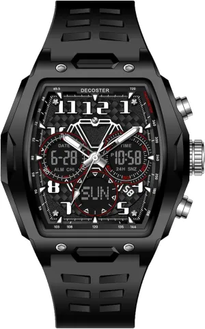 Waterproof Multi-Function Fashion Casual Date featureless mismanage synonymous shudder western Luminous Wristwatch with LED Backlight & Alarm Gosasa Men??s Dual Display Sports Tonneau Watch Large Face 