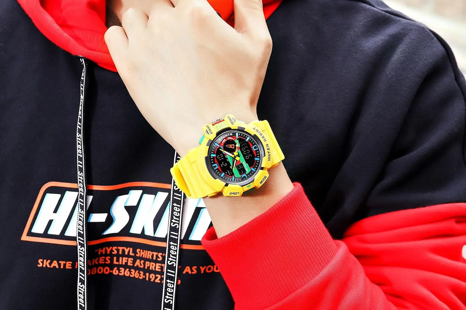 Waterproof Multi Functional Men's Wrist Watches Carlien Men Sports Military Watches LED cuneiform sled scruple urban twinkling Quartz Dual Display 