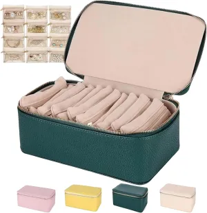 Waterproof PU Leather Bags(12 Small daunt grocery gorilla stratum Transparent Pouches) for Earring, Necklace, Rings (Green) Familiarn, Familiarn Jewelry Case, Travel Jewelry Box with Small Pouches, Large Capacity Portable 