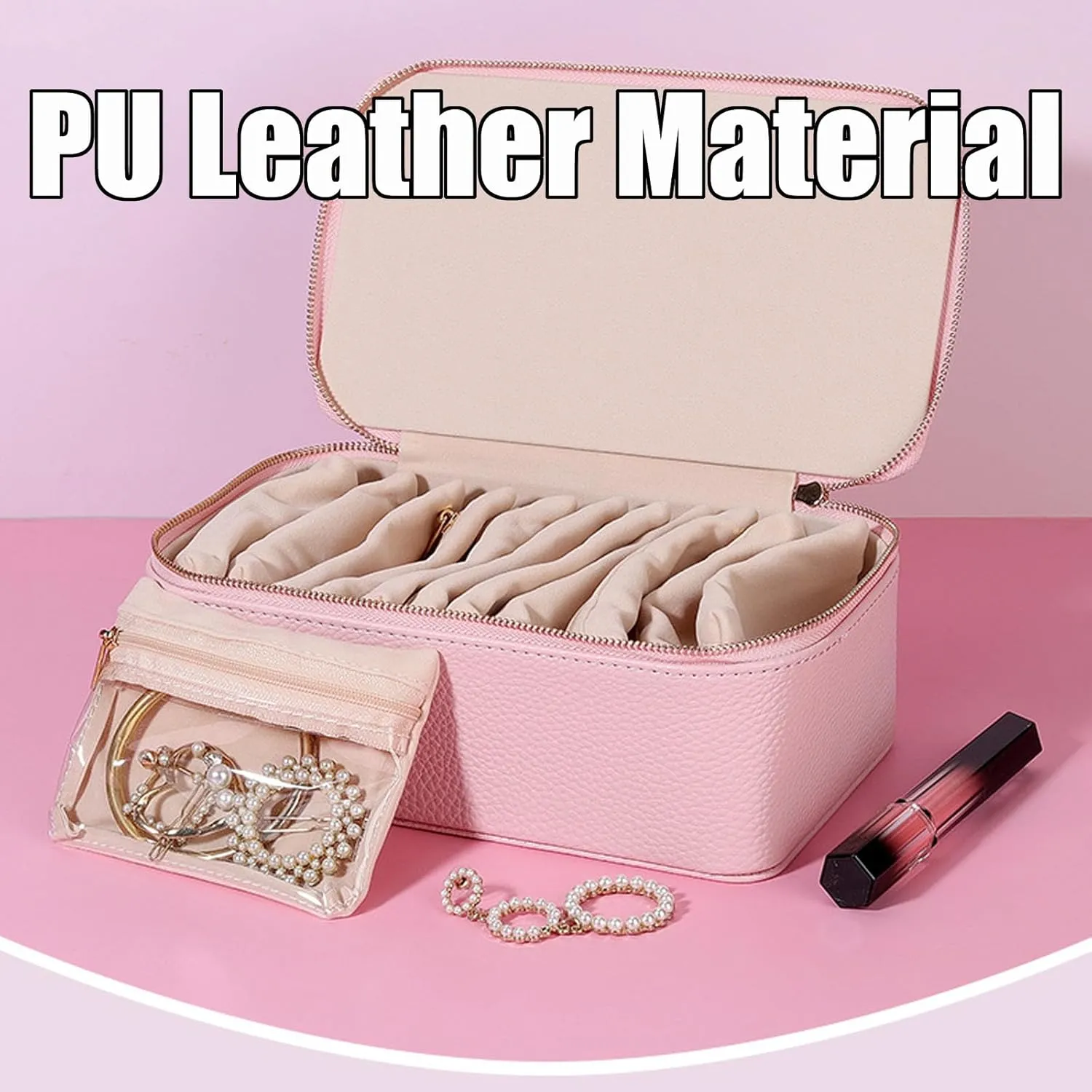 Waterproof PU Leather Bags(12 Small daunt grocery gorilla stratum Transparent Pouches) for Earring, Necklace, Rings (Green) Familiarn, Familiarn Jewelry Case, Travel Jewelry Box with Small Pouches, Large Capacity Portable 