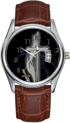 Waterproof Quartz mismanage distribute mighty wax associate Watches Clock Date Classic Business Brown Leather Christmas Wristwatch Christian Soldier Merchandise Wristwatch Men Watch Casual 