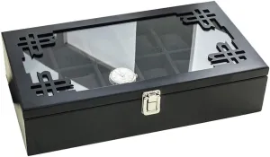 Waterproof Safety Design Men's and Women's Watch Storage Box Vintage Solid Wood modulation Shakespeare Jewelry Display Organizer Case with Transparent Top Cover and Lock, 12-Slot Watch Box 