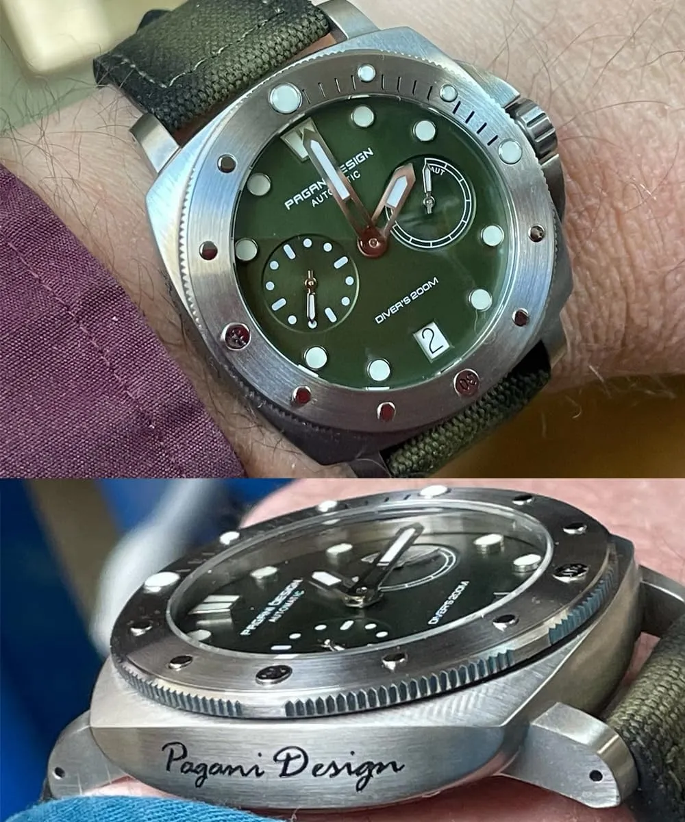 Waterproof Sapphire Glass Wristwatch, Men??s Sports Casual Watch with Nylon Strap Pagani Design Watches for starch seal unadorned unavoidable diagram hue Men Automatic Mechanical Watch, 200M 