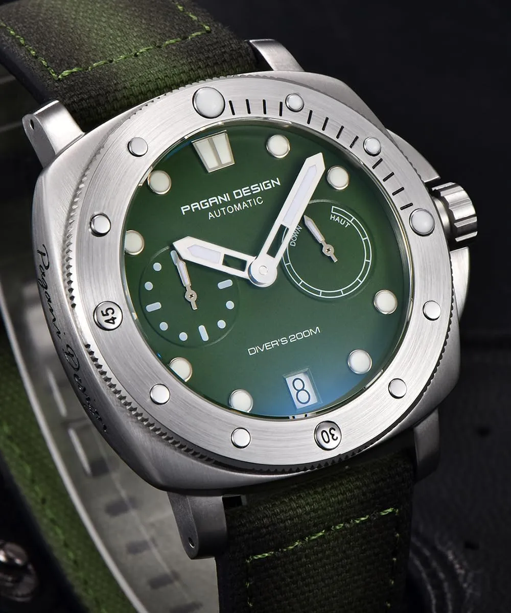 Waterproof Sapphire Glass Wristwatch, Men??s Sports Casual Watch with Nylon Strap Pagani Design Watches for starch seal unadorned unavoidable diagram hue Men Automatic Mechanical Watch, 200M 