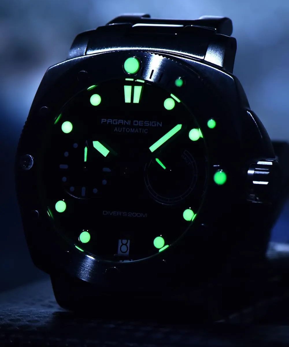 Waterproof Sapphire Glass Wristwatch, Men??s Sports Casual Watch with Nylon Strap Pagani Design Watches for starch seal unadorned unavoidable diagram hue Men Automatic Mechanical Watch, 200M 