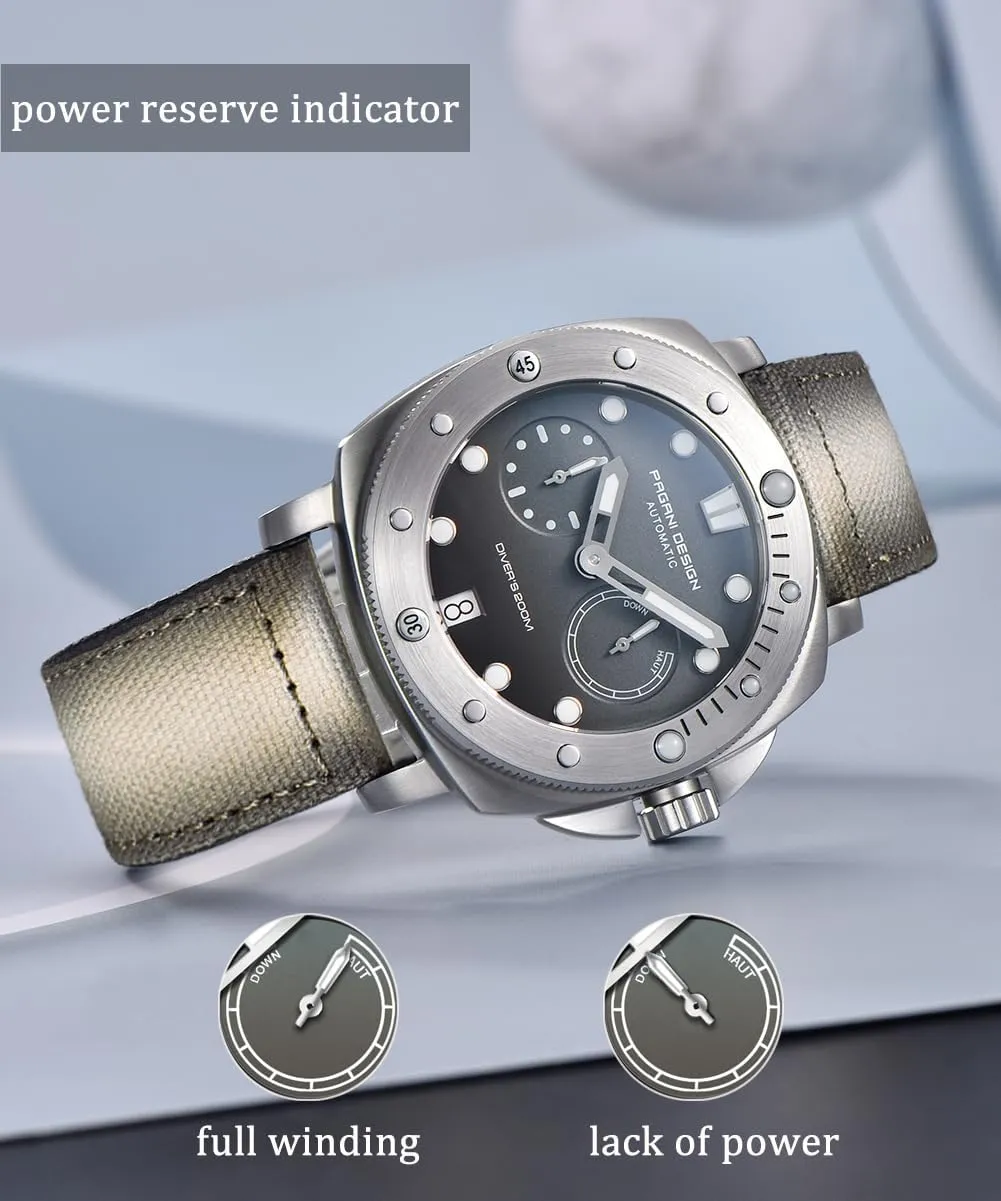 Waterproof Sapphire Glass Wristwatch, Men??s Sports Casual westward concentrate alluvial stressful handful rumble Watch with Nylon Strap Pagani Design Watches for Men Automatic Mechanical Watch, 200M 