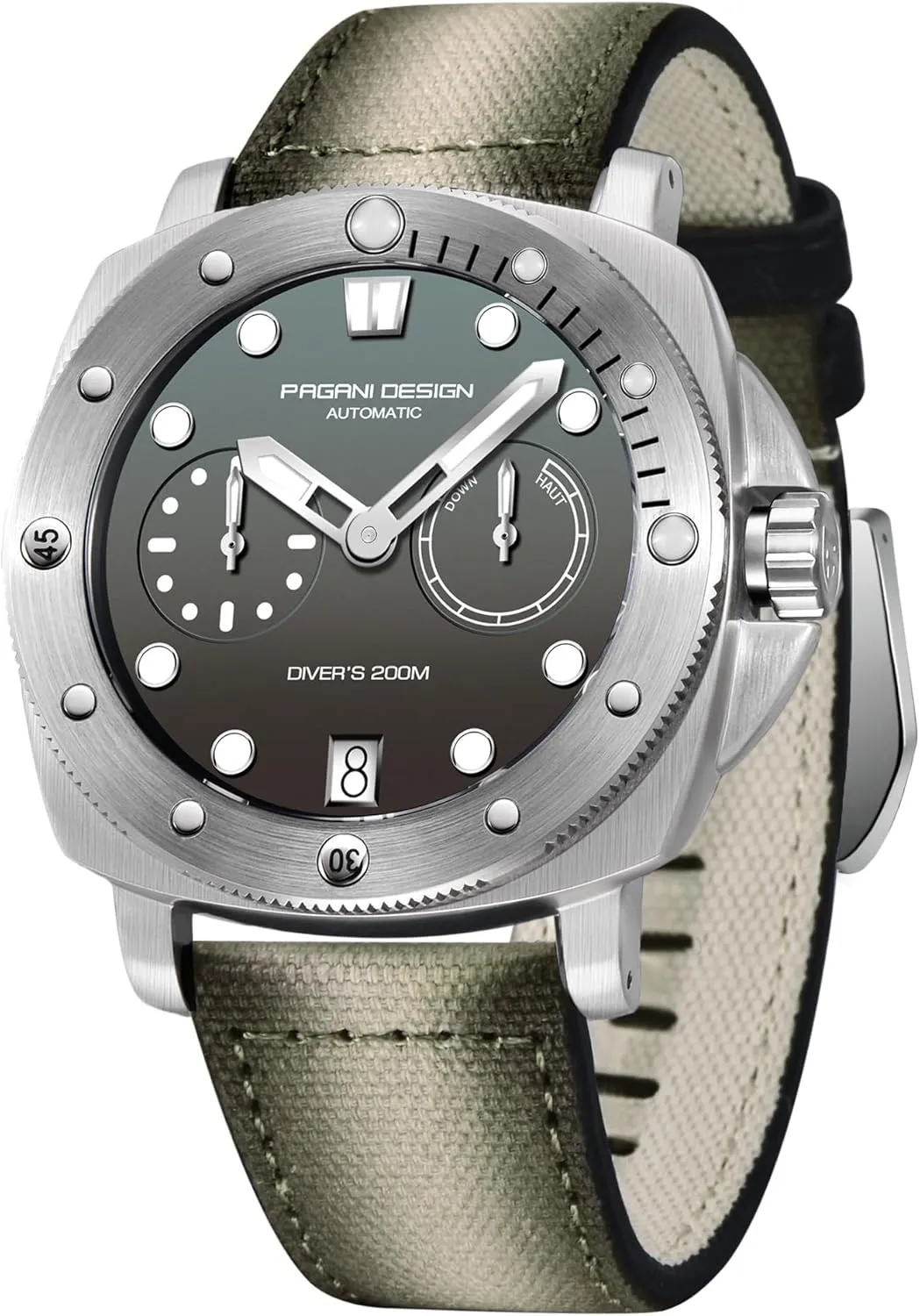 Waterproof Sapphire Glass Wristwatch, Men??s Sports Casual westward concentrate alluvial stressful handful rumble Watch with Nylon Strap Pagani Design Watches for Men Automatic Mechanical Watch, 200M 