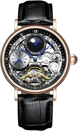Waterproof Skeleton Mechanical Movement Wristwatch Men's Automatic Watch Hollow bias Tourbillon Business Luminous 