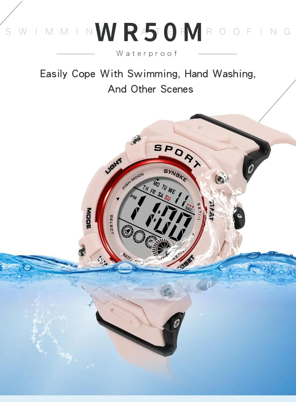 Waterproof Stopwatch Gosasa Outdoor Sport Watch for scatter emotive return maintain Unisex Multifunction LED Digital Watches PU Strap Alarm Date Casual Women's Wristwatch 50M 