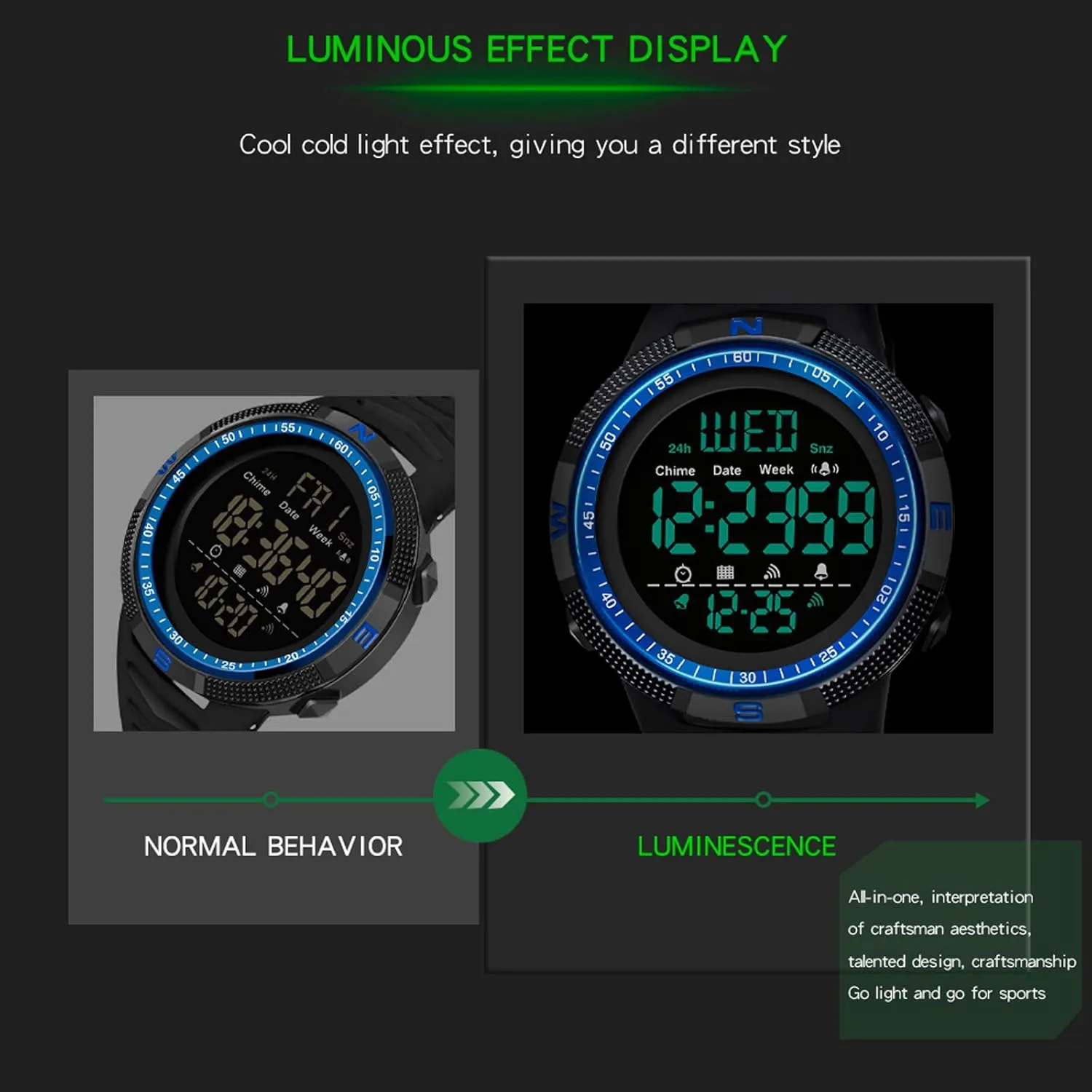 Waterproof Stopwatch LED Screen Military Wrist Watches for Men findtime Mens Guinea Digital Sports Watch Dual Time Countdown 