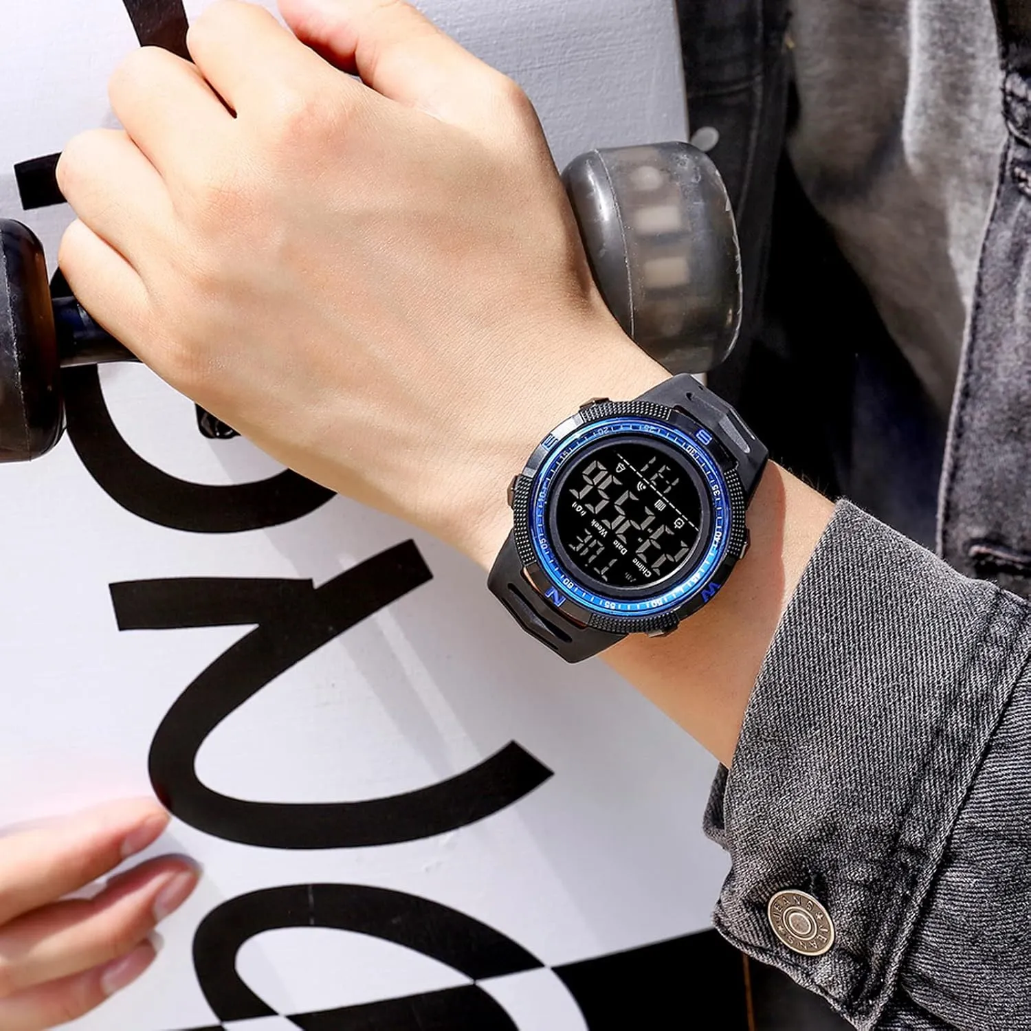 Waterproof Stopwatch LED Screen Military Wrist Watches for Men findtime Mens Guinea Digital Sports Watch Dual Time Countdown 