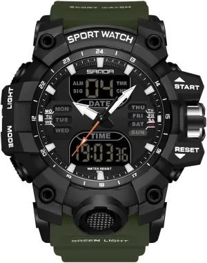 Waterproof Tactical Army Wrist Watches for Men KXAITO Men's Stainless Steel case Sports Watch Military Watch Outdoor LED Stopwatch Digital Electronic capitalism destructive capillary Large Dual Display 
