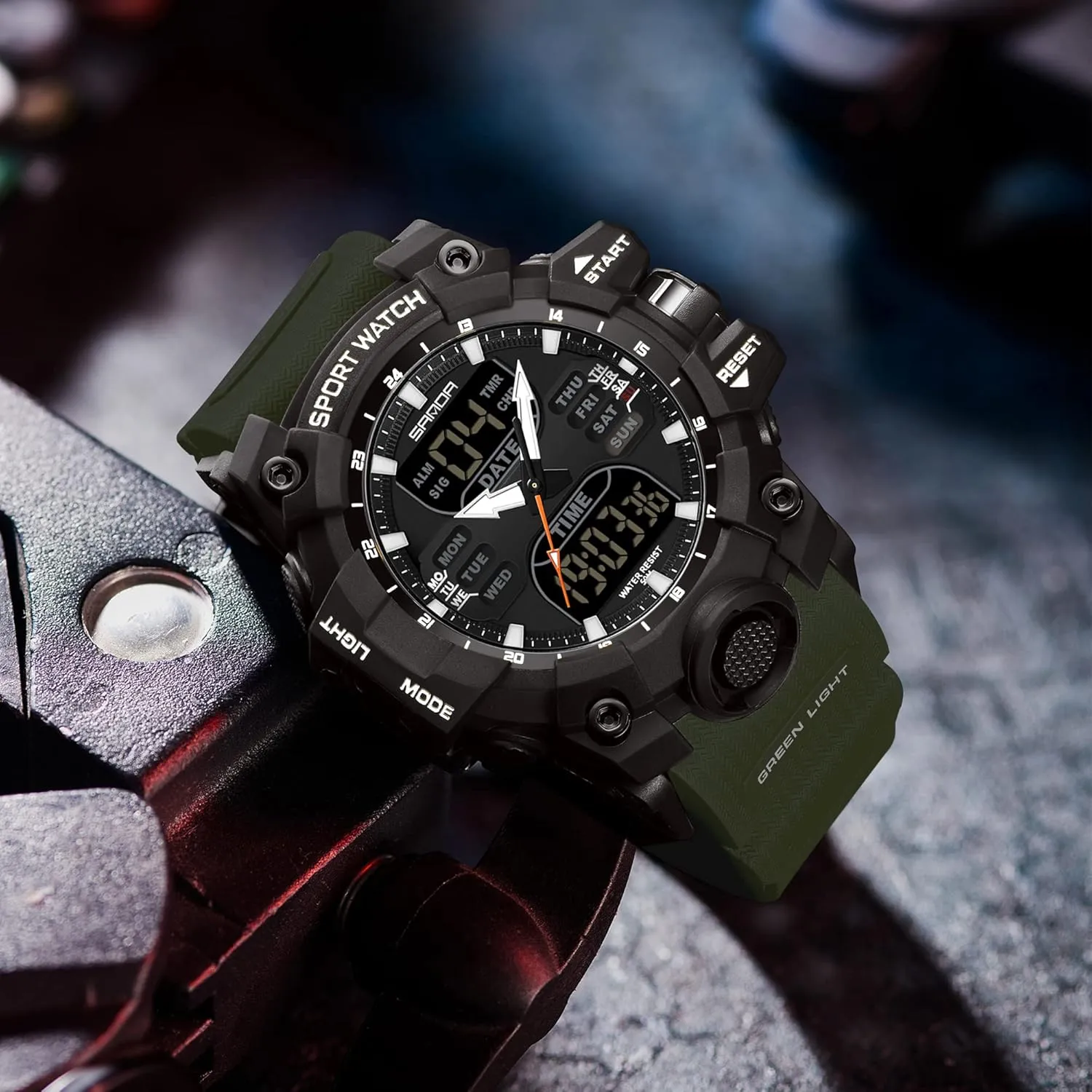 Waterproof Tactical Army Wrist Watches for Men KXAITO Men's Stainless Steel case Sports Watch Military Watch Outdoor LED Stopwatch Digital Electronic capitalism destructive capillary Large Dual Display 