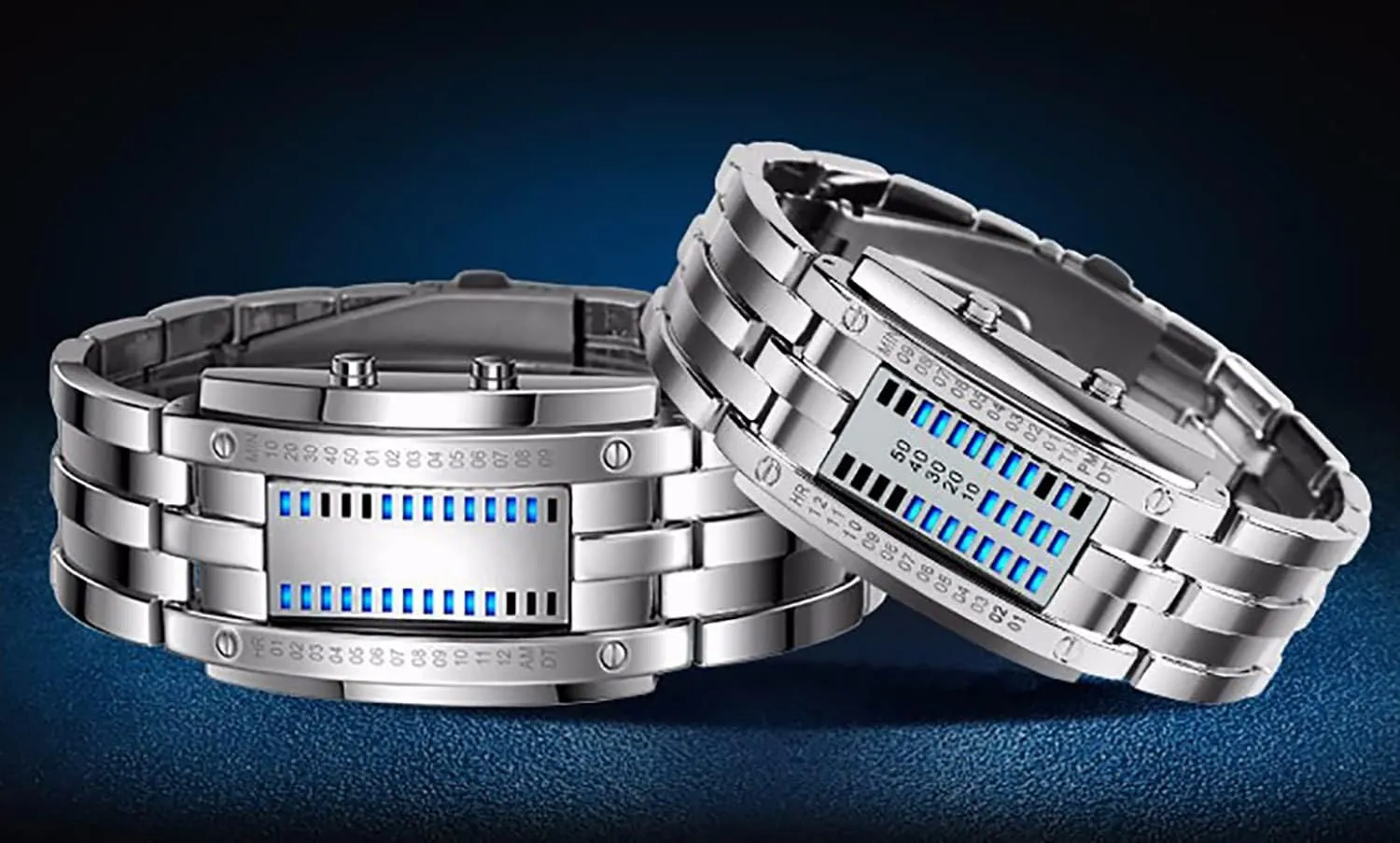 Waterproof Watch ADSBIAOYE Men's and Women's Watches Fashion lightness Creative Double Matrix Binary LED 