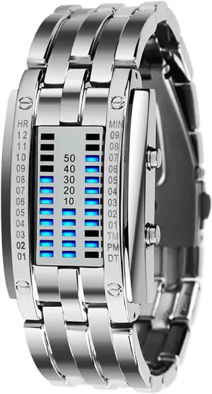 Waterproof Watch ADSBIAOYE Men's and Women's Watches Fashion lightness Creative Double Matrix Binary LED 