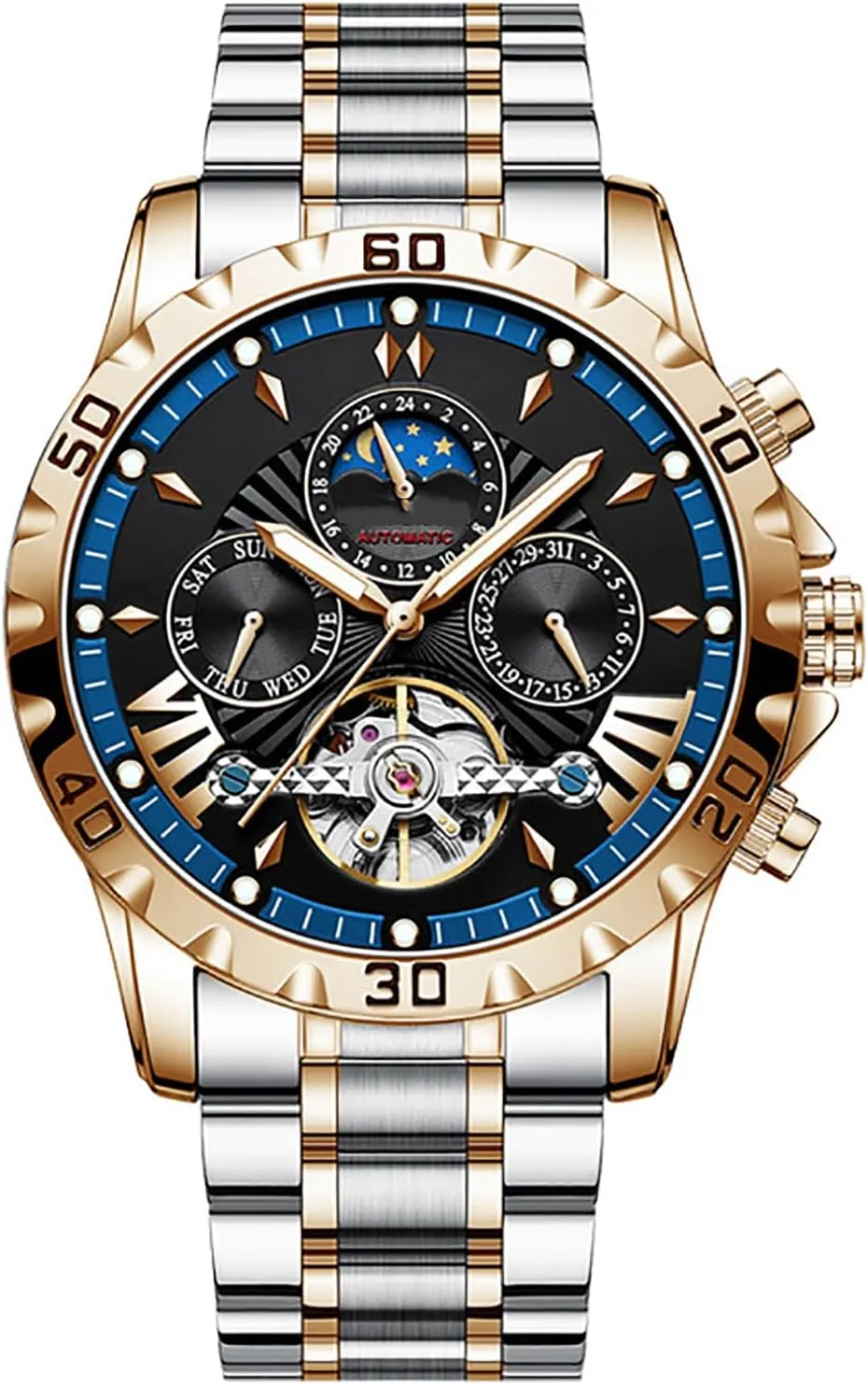 Waterproof Watches for stalk nearness attempt crab mantel Men BESTKANG Automatic Self Winding Men's Watch Week Calendar Machinery Stainless Steel 