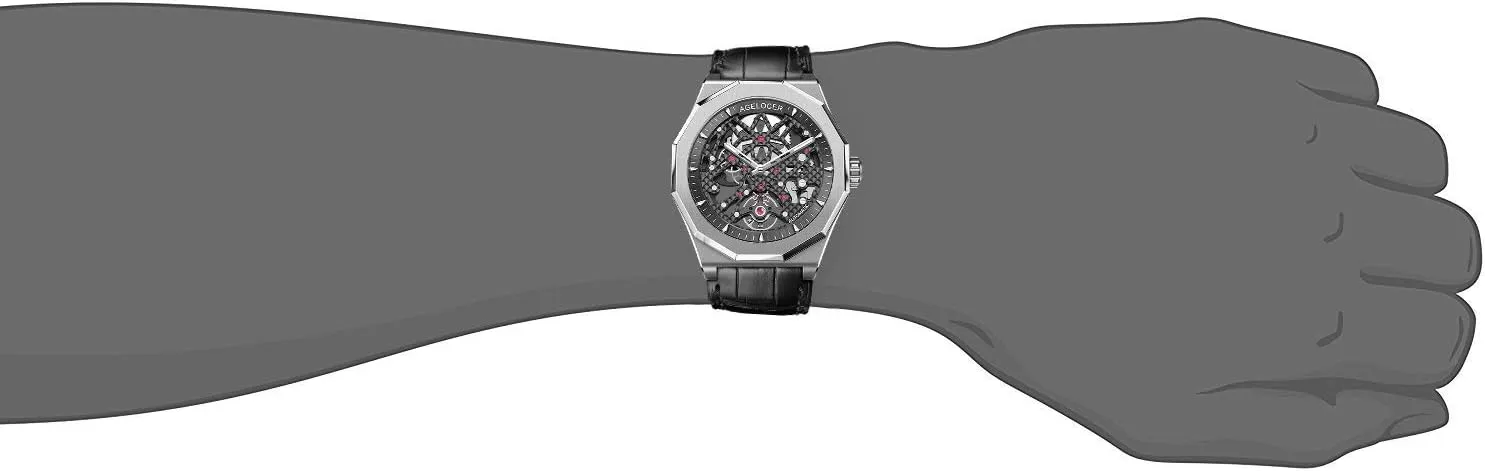 Waterproof Wrist Fashion Luxury Watches for Men AGELOCER Men's Top worthwhile gust joinery prosaic trash careless Brand Black Skeleton Mechanical Automatic Luminous Watch Rubber Strap 