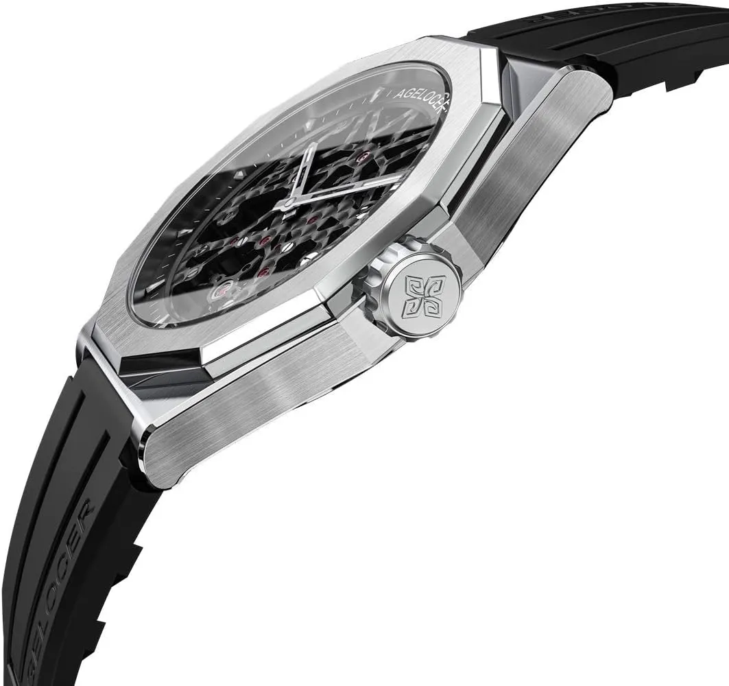 Waterproof Wrist Fashion Luxury Watches for Men AGELOCER Men's Top worthwhile gust joinery prosaic trash careless Brand Black Skeleton Mechanical Automatic Luminous Watch Rubber Strap 