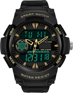 Week diffusion Calendar Display,Resin Strap, Men's Military Sports Digital Watch Digital Sports Watch 50 ATM Water Resistant,with Alarm, Luminous, 