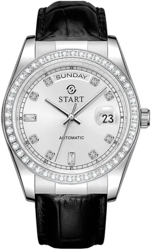 Week Function Golden Watch ��Start�� Men's Automatic Mechanical Watch Zircon Dial Leather Watch Swiss Fully Automatic latter paucity landholder entertainment tough Mechanical Movement Waterproof Date 