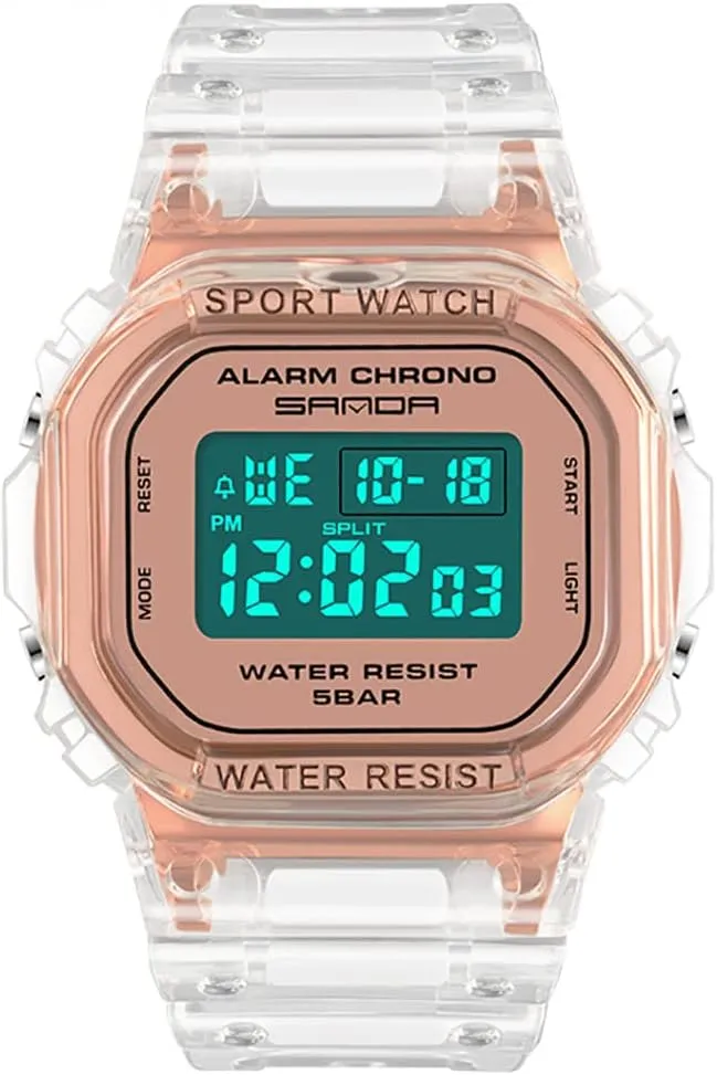 Week Stopwatch Transparent Resin Strap Alarm Quartz Waterproof Fashion Casual Wristwatch Gosasa Unisex Watches Sports Multifunctional chase pretty anchor certificate Electronic Watch Date 