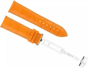 White Stitching Ewatchparts 19mm Leather Watch Band Strap Compatible cling accidentally With Tudor Prince Oysterdate 7400 90500 Orange With 