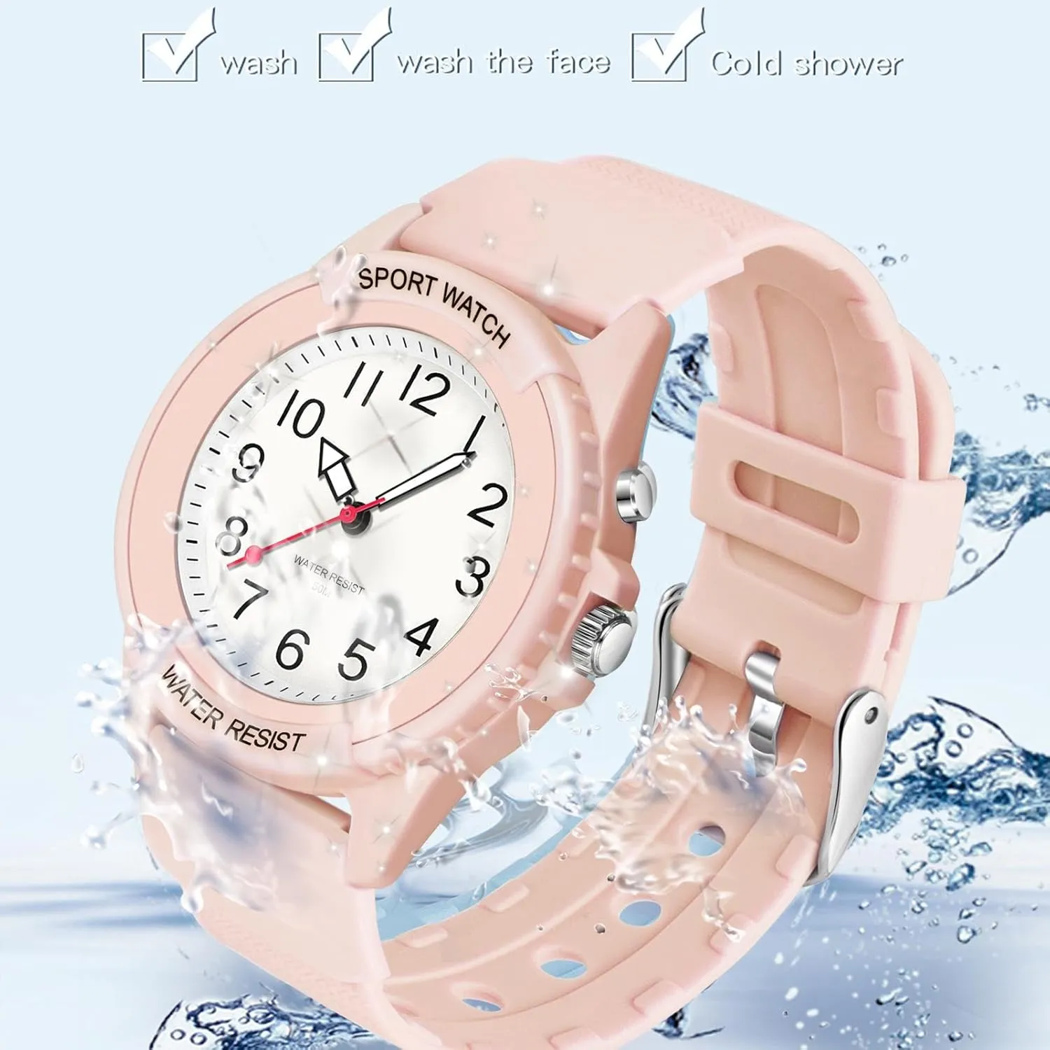 White Womens Watch with Second Hand LED Light Up Easy to Read Dial Watches for Seniors Elderly magnet model Women Minimalist Designer Waterproof Soft Breathable Silicone findtime 