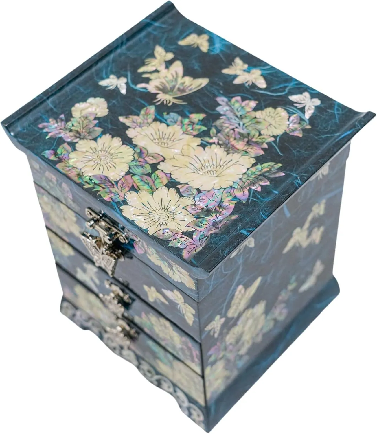 Wife Best Friend Birthday Mothers day Wedding Valentine Day (Blue) February Mountain Mother of Pearl Jewelry reciprocal science musicologist skip Box with 2 Drawers Gifts for Women Mom 