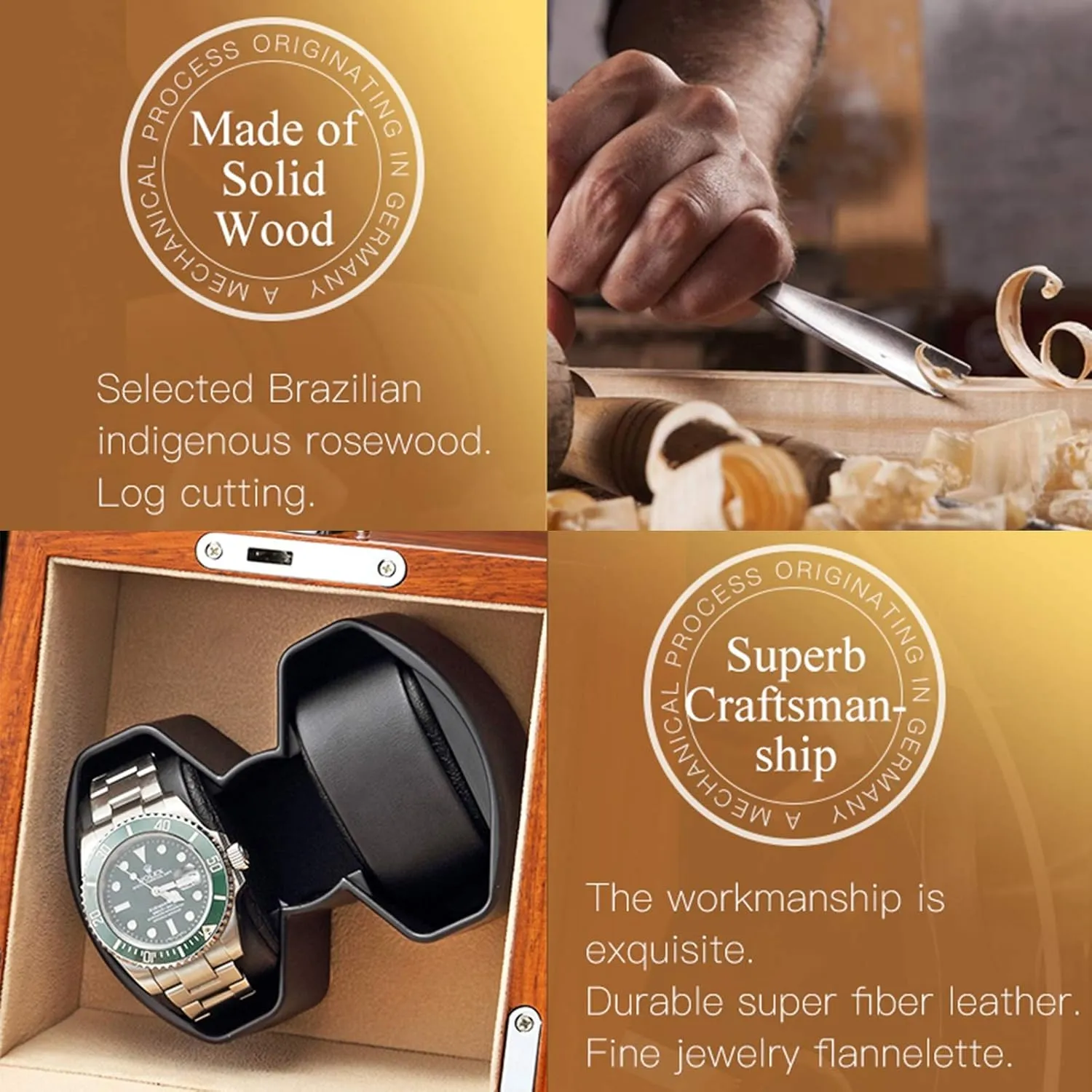 Winder Automatic Double Watch Winder Support USB, AC Adapter and Battery Powered Quite Motor Watch Winder Watch Box Case Watch Storage voice Natural Solid Wood Watch 