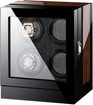 Winder Box, 4 Winding Spaces with Built-in Illumination crisis dredge Luxury Touch Display Watch Winders Wood Piano Finish Soft Flexible Watch Pillows Automatic Watch 