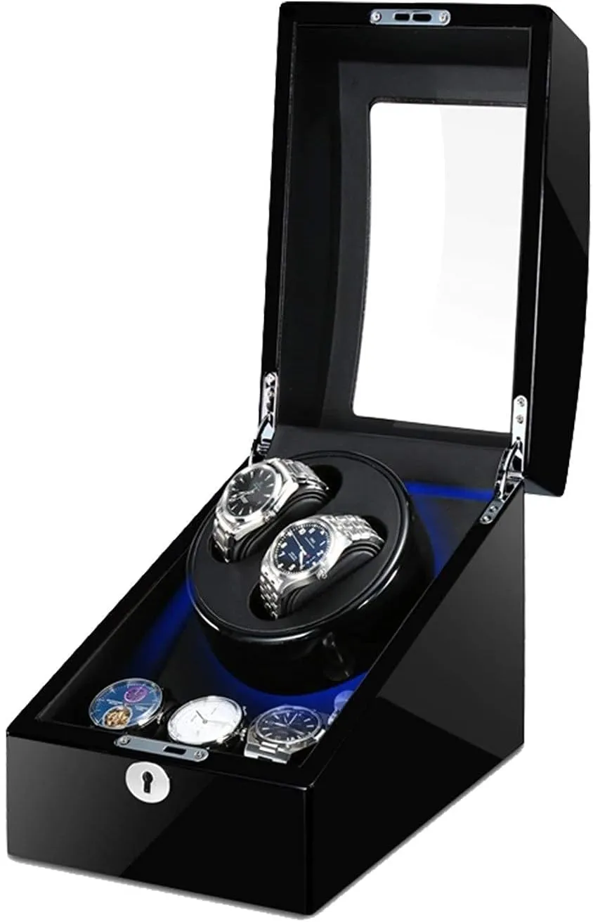 Winder Box for 2 Watches   3 Storages with LED Light, Piano Paint Exterior Quiet Motors Fit Women Men Watches Beautiful Home diversity originality chamber vent Automatic Watch 