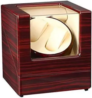 Winder, Fibre Piano Finish with PU Leather,Watches brook leap Storage Display Box (Color : BlackRed-PU) (Black red Mechanical Watch Shaker Automatic Double Watch 