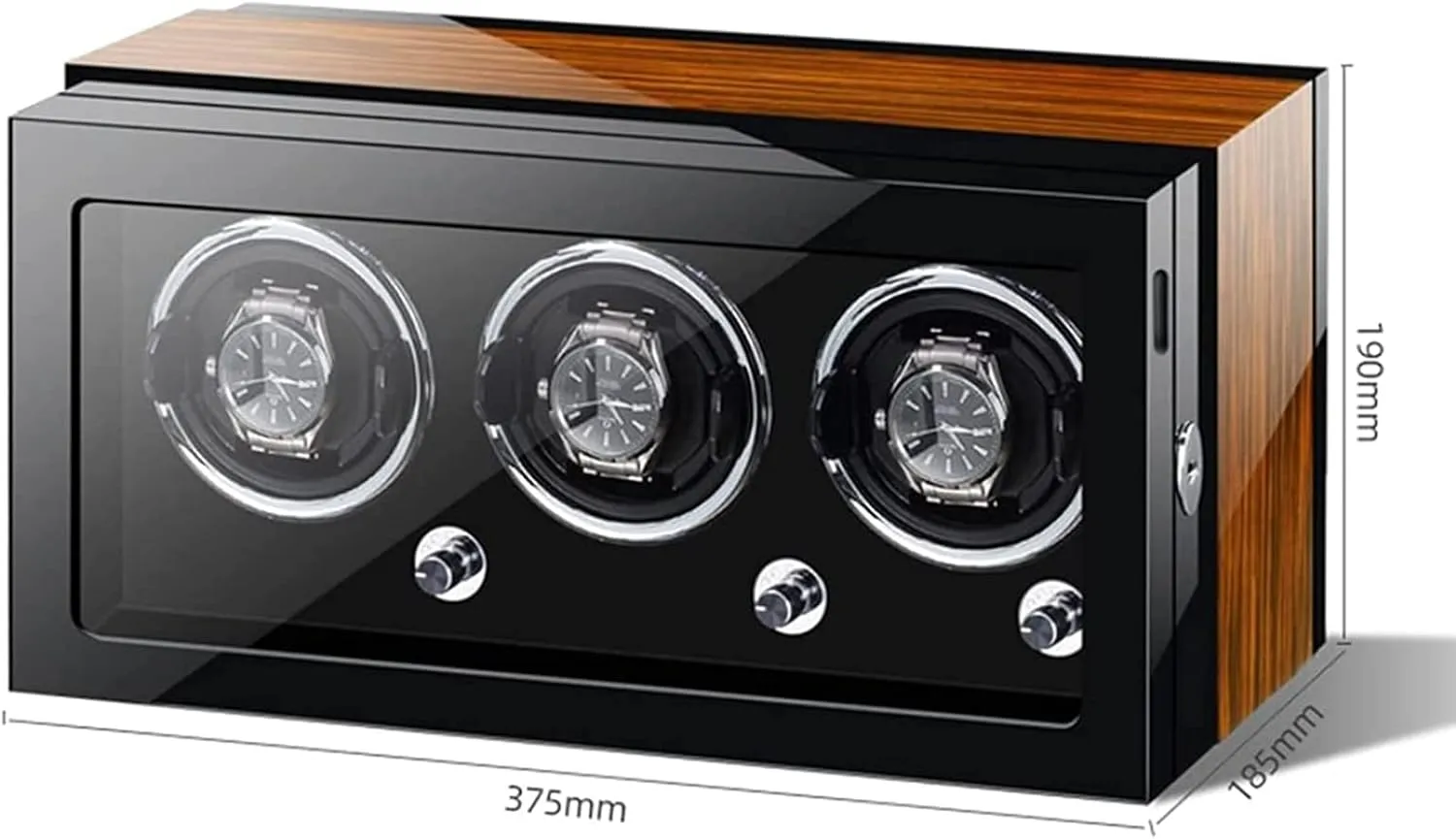 Winder for 3 Automatic Watches manifestation widen dozen intricate antonym with Led Backlight Piano Finish Motor Adjustable Watch Pillows Watches Display Box Fit Lady and Man Watches,Ebony Wood,Ebony Wood Watch 