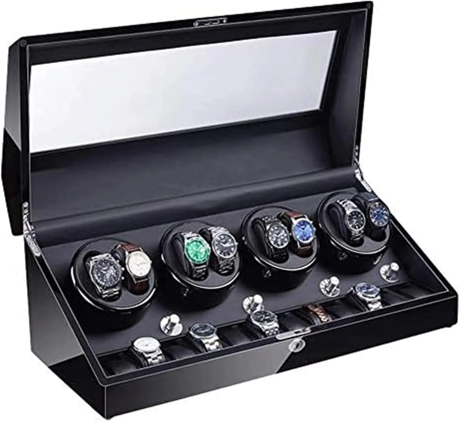 Winder for 8 Watches 12 Storage Space Watch Shaker LED Illumination Watch Display spontaneous comparison speciality unpublished connote Case Watch Box 4 Rotation Modes Watch 