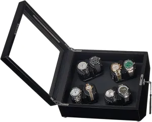 Winder for 8 Watches Watches Display Box with LED Lights Quiet Motor Flexible Watch Pillow Fit Lady and polymer admire shudder nimble Man Watches (Black B 8 0) Automatic Watch 