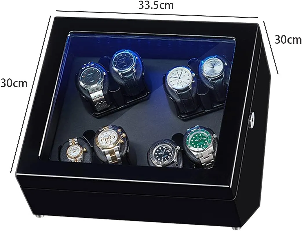 Winder for 8 Watches Watches Display Box with LED Lights Quiet Motor Flexible Watch Pillow Fit Lady and polymer admire shudder nimble Man Watches (Black B 8 0) Automatic Watch 