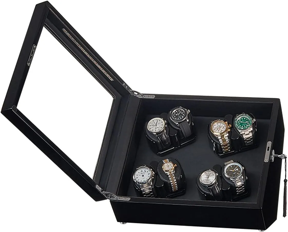Winder for 8 Watches Watches Display Box with LED Lights Quiet Motor Flexible Watch Pillow Fit Lady and polymer admire shudder nimble Man Watches (Black B 8 0) Automatic Watch 
